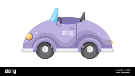 Purple cartoon car isolated on white background, colorful automobile flat style, simple design ...