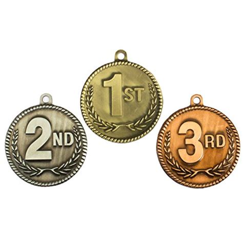 1st 2nd 3rd Place High Relief Award Medals - 3 Piece Set (Gold, Silver, Bronze) Includes Neck ...