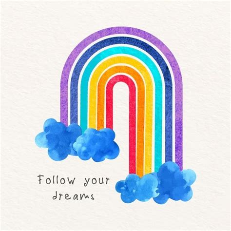 Premium Vector | Watercolor rainbow with blue clouds | Rainbow painting ...