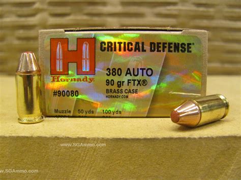 250 Round Case - 380 Auto / ACP Hornady Critical Defense 90 Grain FTX Hollow Point Ammo - 90080 ...