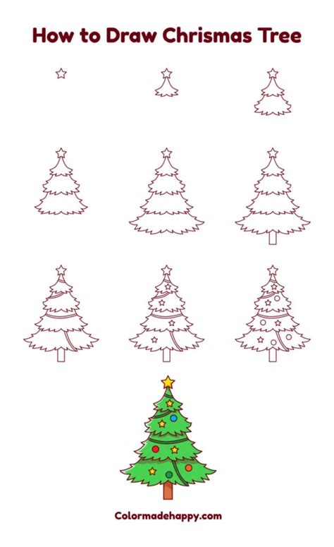 How to Draw a Christmas Tree: Step by Step