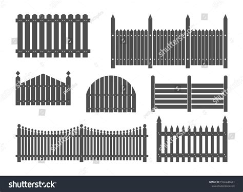 Wooden Fence Clipart Fence Vector Picket Stock Vector (Royalty Free) 1966448641 | Shutterstock