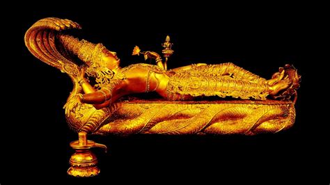 Gold Statue Of Lord Vishnu In Black Background HD Vishnu Wallpapers ...