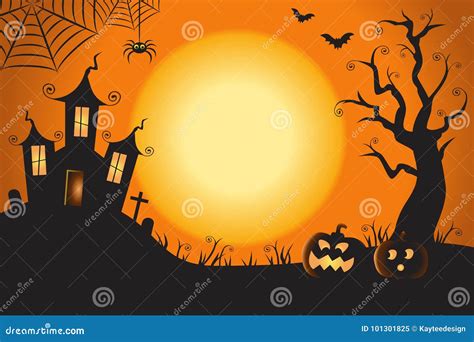 Halloween Spooky Nighttime Scene Horizontal Background 1 Stock Vector - Illustration of fall ...