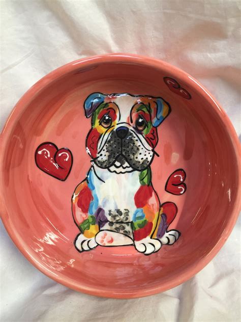 Dog Bowl / Fancy / Hand Painted / Trophy / / Custom / Ceramic / Dog Bowl / Whimsical / Dog Art ...