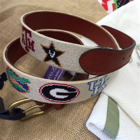 Smathers And Branson SEC Khaki Needlepoint Belt