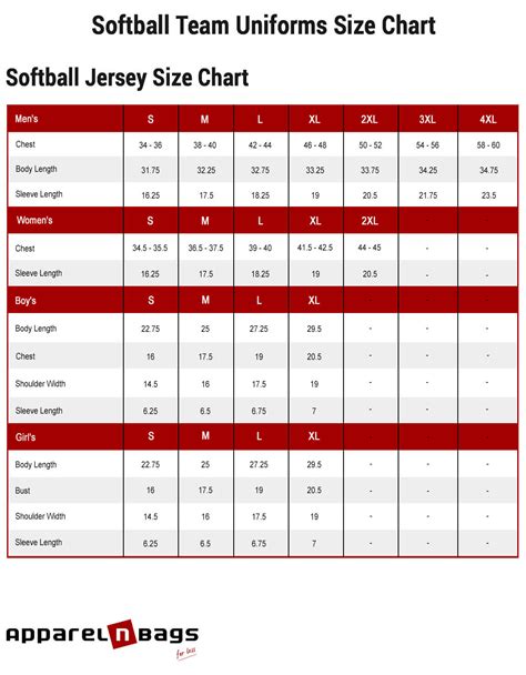 Accurate Softball Jerseys Size Chart and Measurements Guide