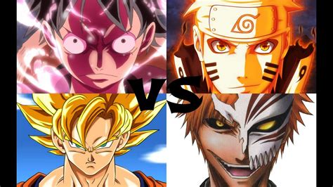 Goku Vs Naruto Vs ichigo Vs luffy - YouTube