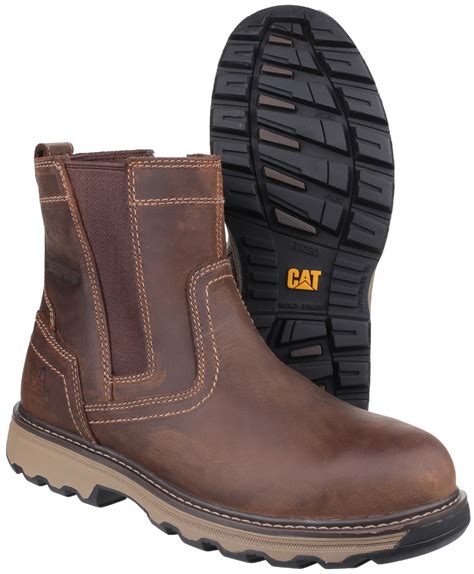 CATERPILLAR CAT PELTON Chelsea Dealer Safety Work Boots Brown Leather 6-12 - £93.76 | PicClick UK