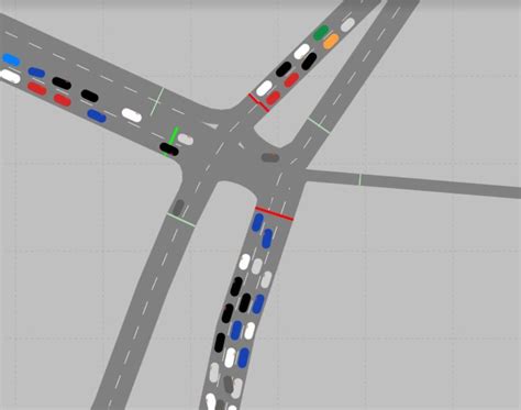 Microscopic simulation of the traffic flow over the intersection under... | Download Scientific ...