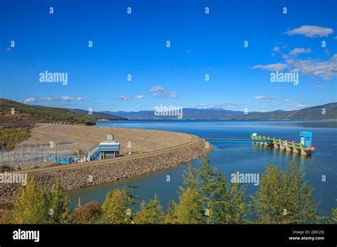 The WAC Bennett Dam on the Peace River near Hudson's Hope, British Columbia, is one of the world ...