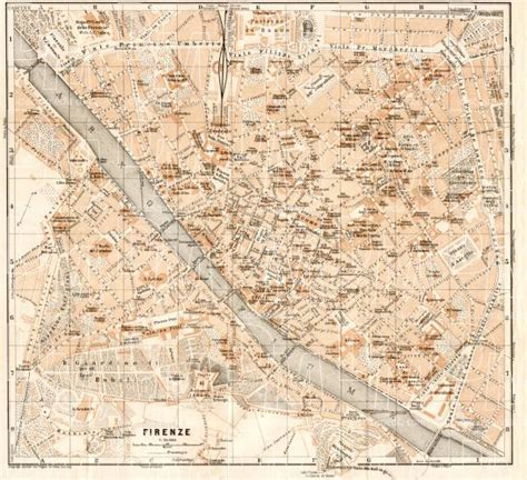 Old map of Florence (Firenze) in 1908. Buy vintage map replica poster ...