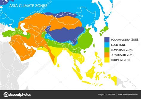 Mapa das zonas climáticas da Ásia, infográficos geográficos vetoriais — Vetor de Stock ...