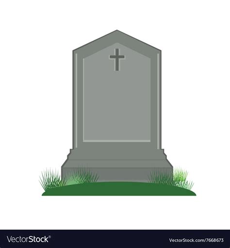 Grey gravestone with cross Royalty Free Vector Image