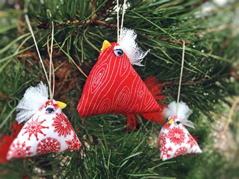 Chicken Christmas Ornaments Set of 3 Red and White Chicken | Etsy | Christmas ornaments ...