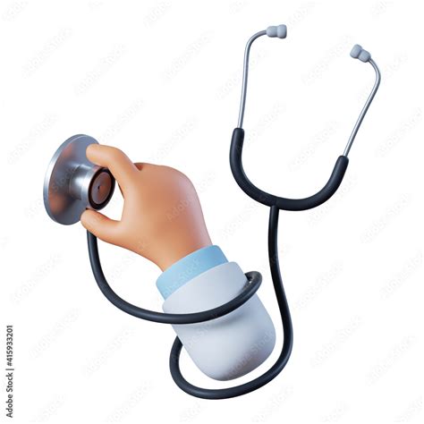 3d rendering. Doctor cartoon hand with stethoscope. Healthcare illustration. Medical clip art ...