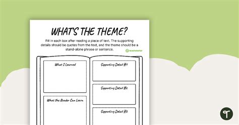 What's the Theme? - Graphic Organizer | Teach Starter