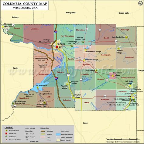 Columbia County Map, Wisconsin