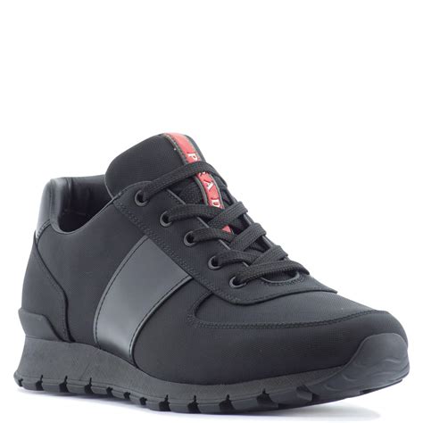 Prada Leather Low-Top Sneakers in Black for Men - Lyst