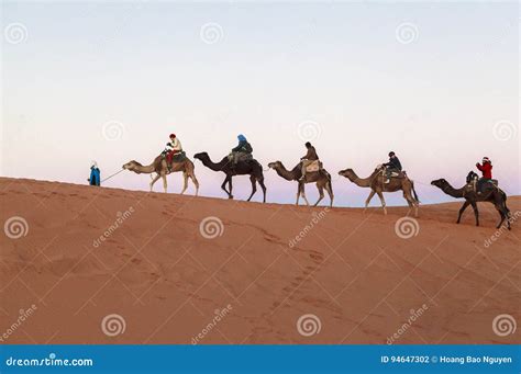 Camel Caravan at Sahara Desert, Morocco Editorial Photography - Image of desert, andalusia: 94647302