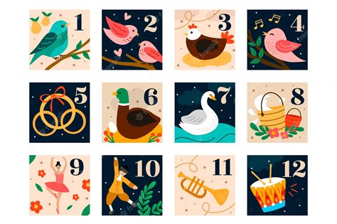 Premium Vector | Flat 12 days of christmas illustration