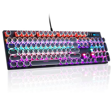 MageGee Typewriter Mechanical Gaming Keyboard, Retro Punk Round Keycap ...