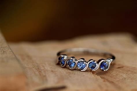 Blue Sapphire Half Eternity Band 14K White Gold | Jewellery By Spektor