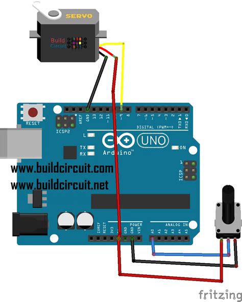 Arduino Project 6- Servo control with a potentiometer - BuildCircuit.COM