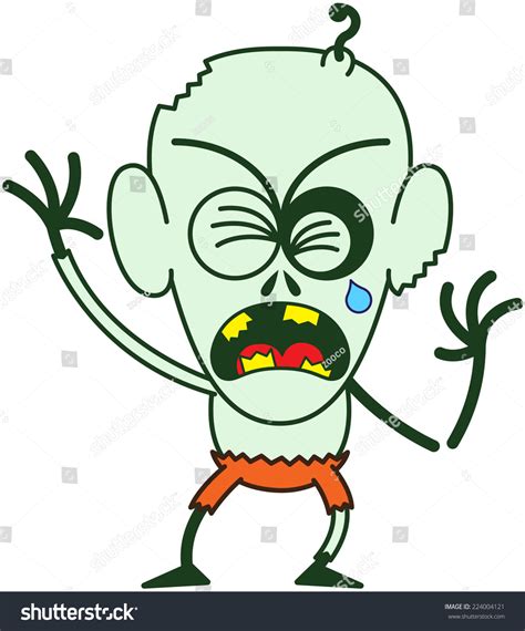 Angry bald zombie with bulging eyes, green skin, - Royalty Free Stock Vector 224004121 - Avopix.com