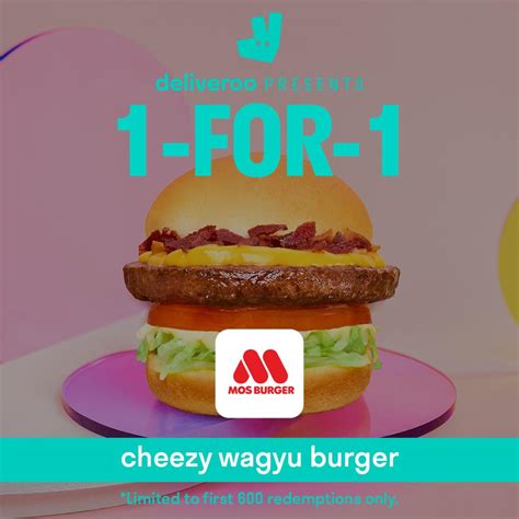 MOS Burger Singapore 1-For-1 Cheezy Wagyu Burger Promo Deliveroo