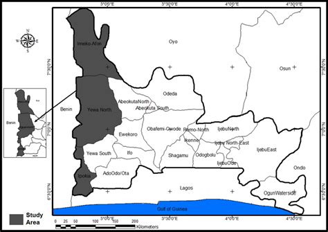 Map of Ogun State highlighting the border local governments (Ipokia ...