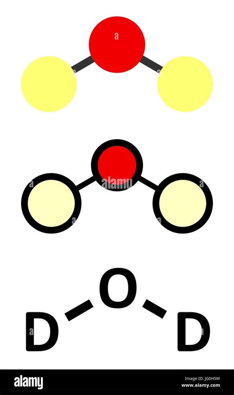 Deuterium oxide (heavy water) molecule. Conventional skeletal formula ...