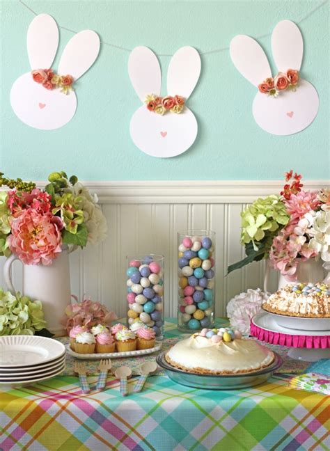 Easter Party Dessert Table + Floral Bunny Garland Tutorial