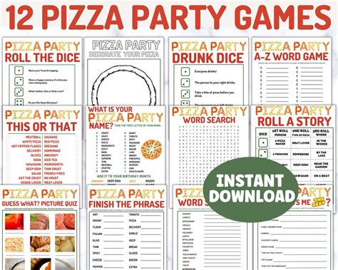 Pizza Party Game Bundle Printable Party Games Instant - Etsy