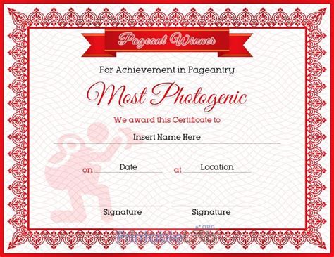 a certificate for achievement in photography with red and white border ...