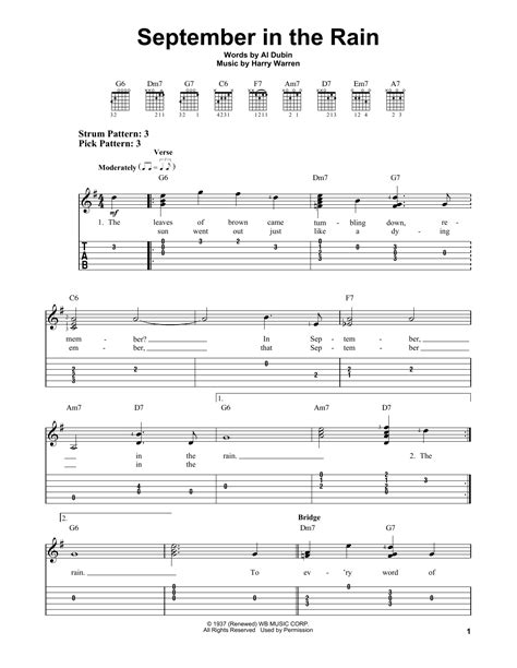 September In The Rain by Al Dubin - Easy Guitar Tab - Guitar Instructor