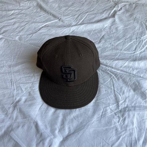 San Diego Padres Brown fitted hat with black logo 7... - Depop