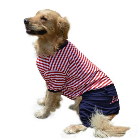 Striped Big Dog Clothes Jumpsuits Spring Summer Dogs Pets Clothing Coat ...