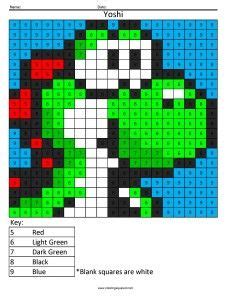 Nintendo- Color by Number - Coloring Squared | Addition coloring ...