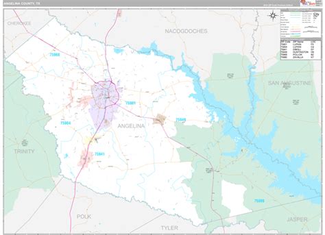 Angelina County, TX Wall Map Premium Style by MarketMAPS - MapSales