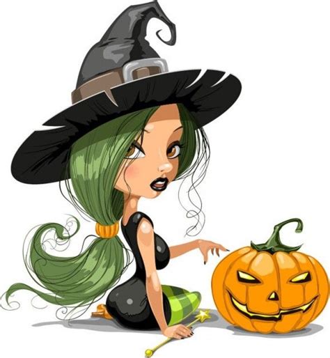 CUTE HALLOWEEN WITCH CLIP ART | Halloween vector, Halloween cartoons ...