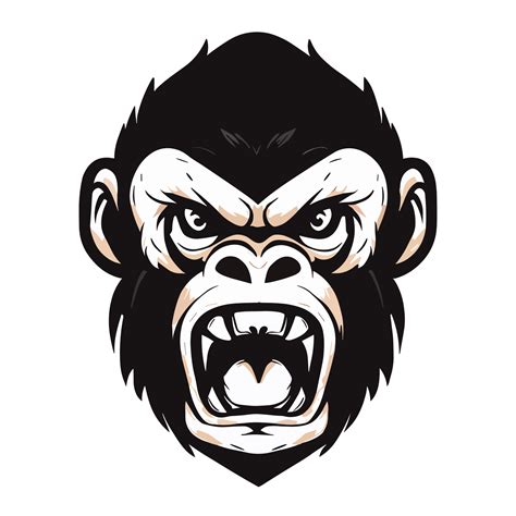 Angry Monkey face black and white icon clipart transparent background ...