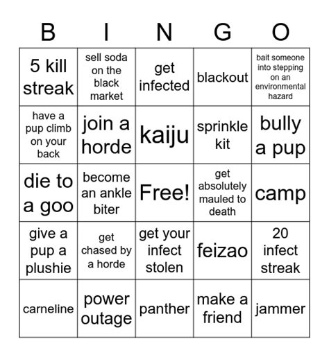 kaiju paradise bingo Card