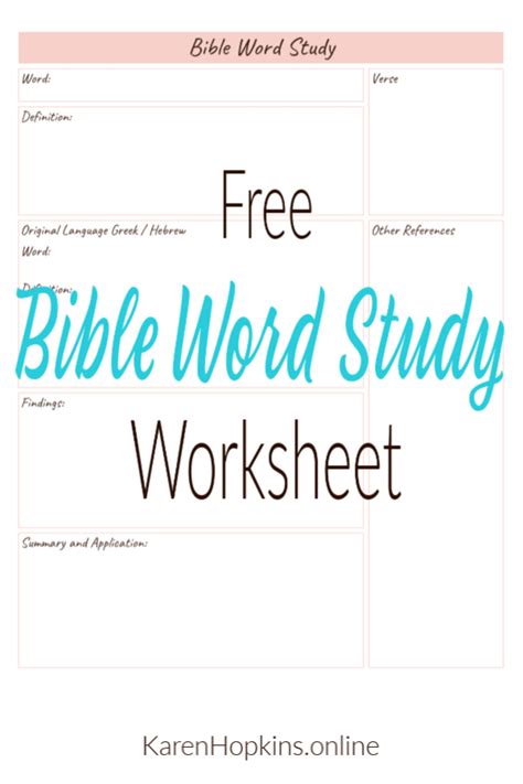 How to do a Bible Word Study - Karen Hopkins Online | Bible words, Word study worksheets, Bible ...