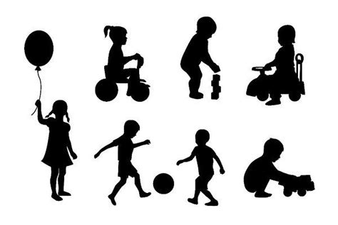 silhouettes of children playing | Kids silhouette, Kids playing ...