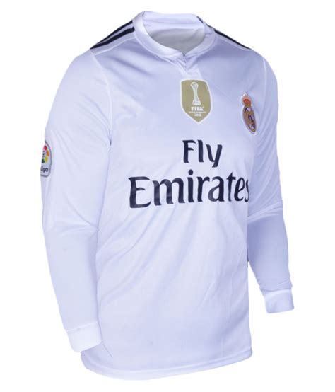 Real Madrid FC Football Team White Color Long Sleeve Dry Fit Polyester ...