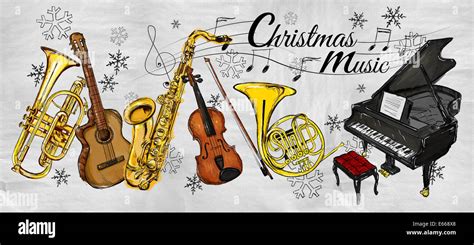 Christmas Music Instruments Painting Stock Photo - Alamy