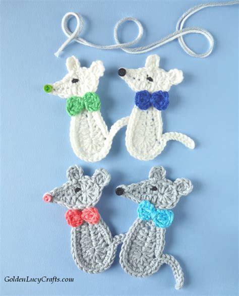 Mouse Applique, Free Crochet Pattern - GoldenLucyCrafts