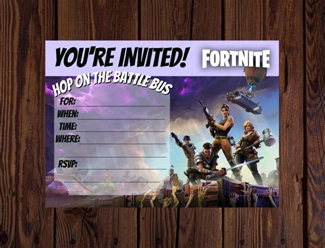 Fortnite Printable 5x7 Invite. Fortnite invitations. Blank | Etsy ...