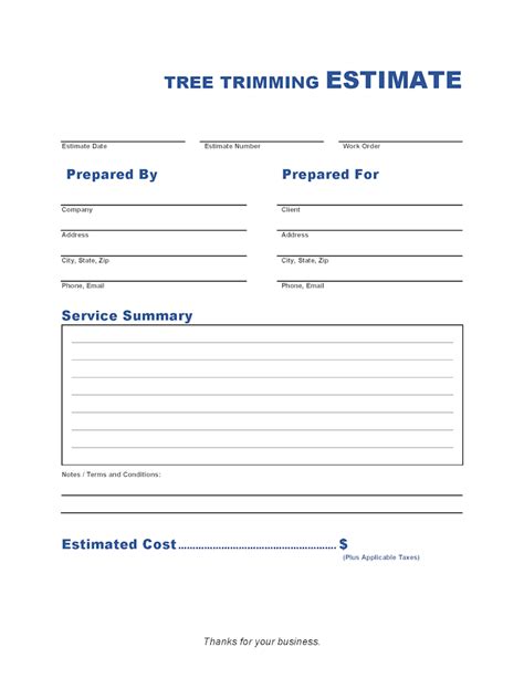 Tree Trimming Estimate Template | Invoice Maker